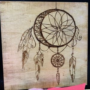 Wood Dreamcatcher Feather wood custom canvas
